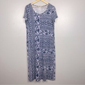 J.Jill PureJill blue marled cotton modal scoop neck patterned shift dress, M.